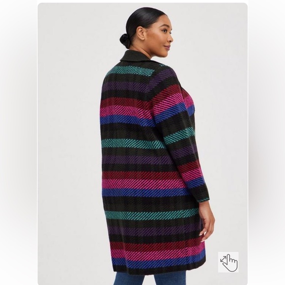 Torrid Multi Color Coatigan Collard Sweater | Cardigan Midi Length Size: 3 (3X) - Picture 2 of 9